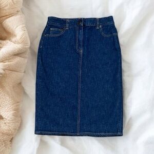 J CREW Sz 27 Classic Blue Denim Pencil Skirt Cotton Jean 5-Pocket - Size 27
